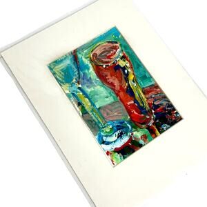 NEW Y2K Jean Cherouny Contemporary Art Acrylic on Paper Painting Beer & Martini